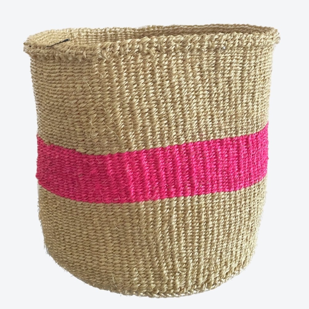 Handwoven Natural Fibre Basket - Pink